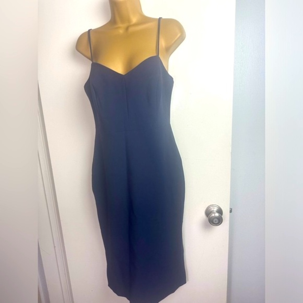 Likely NavyBlue Spaghetti Strap Rayon Poly Blend Side Slits Women’s Dress Size 6